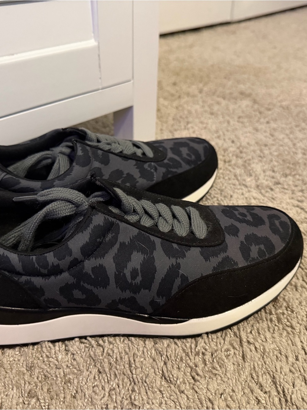 Crazy Train Women's Black and Gray Leopard Print Athletic Sneakers